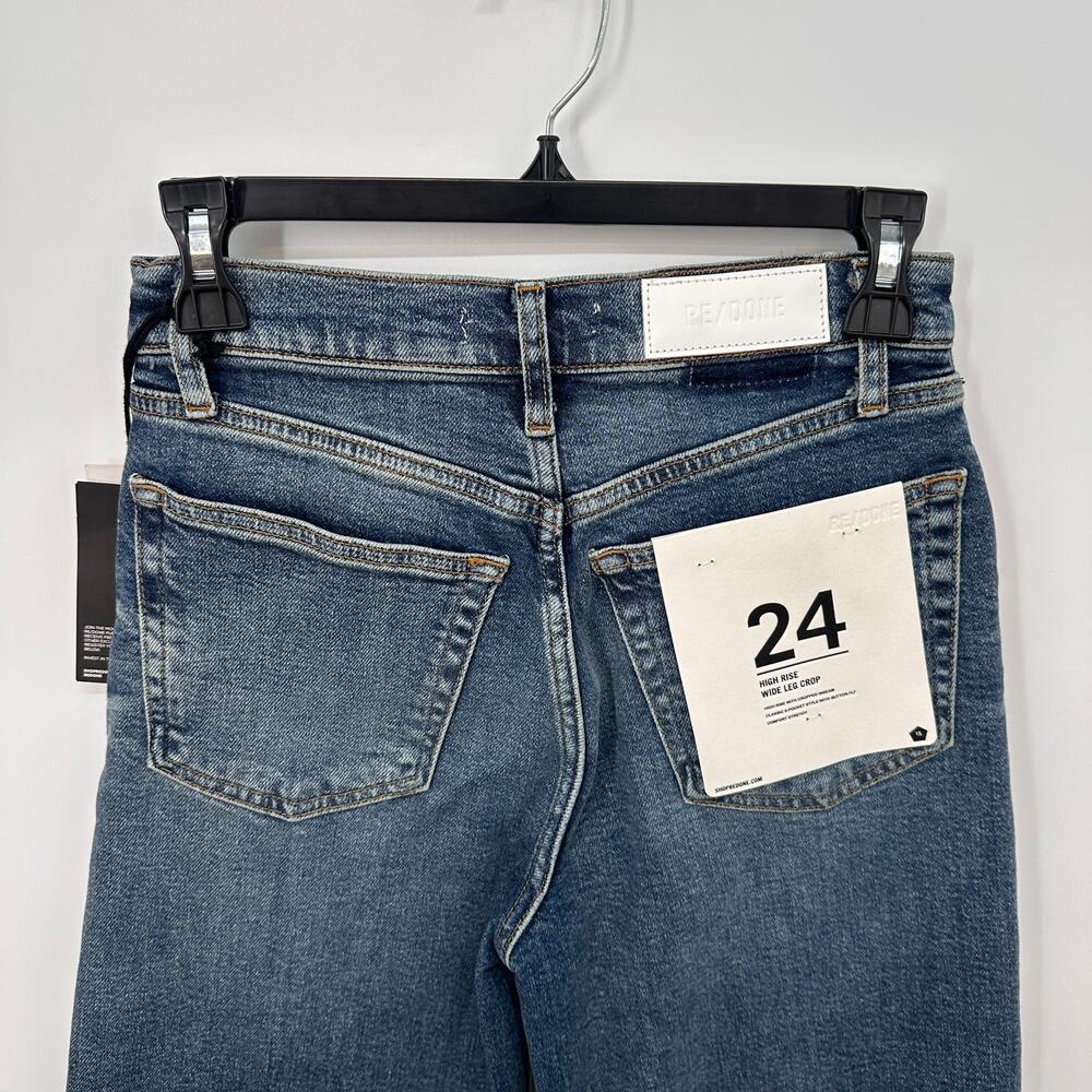 RE/DONE NWT High Rise Wide Leg Crop Denim Jeans in Crafted Indigo // 24 - Picture 9 of 15
